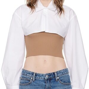 Alexander Wang White and Tan Bilayer Crop Top